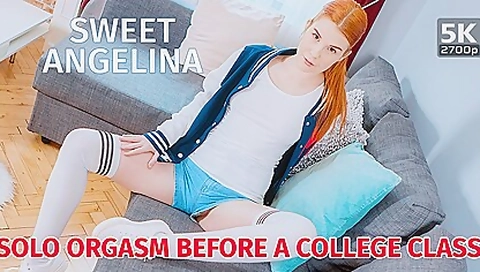 Sweet Angelina In Solo Orgasm Before A College Class