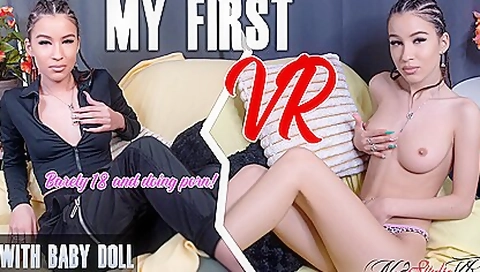 Baby Doll In My First Vr; Cute Amateur Stripping Solo Vr Masturbation